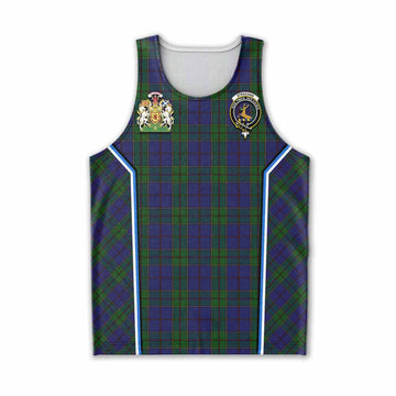 Strachan Tartan Crest Men Tank Top Scotland Coat of Arm Flag Style