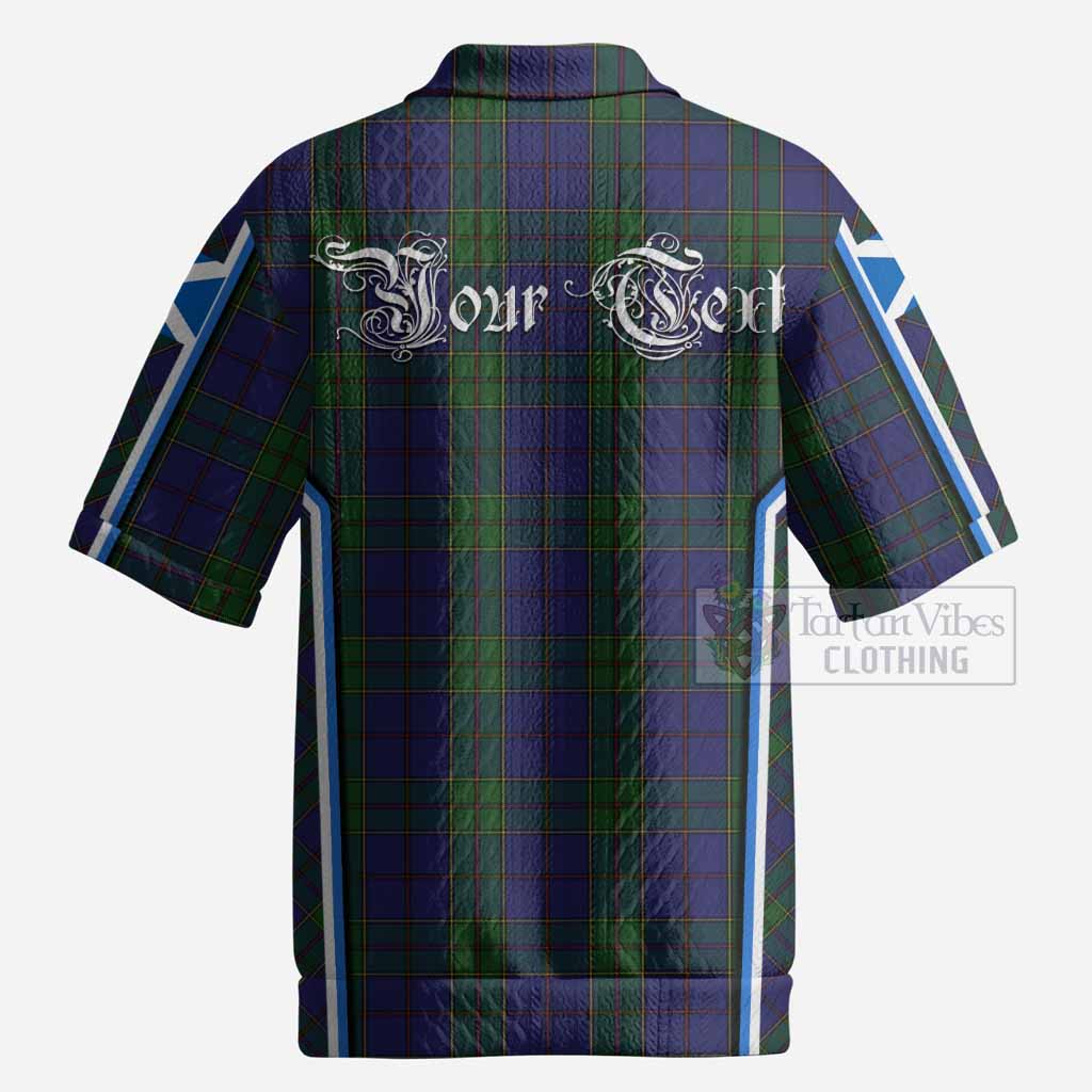 Strachan Tartan Crest Men’s Polo Sweater Top Scotland Coat of Arm Flag Style