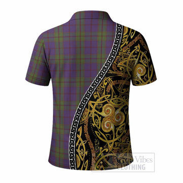 Strachan Tartan Crest Polo Shirt Celtic Knot and Triple Trickle Spiral Symbols