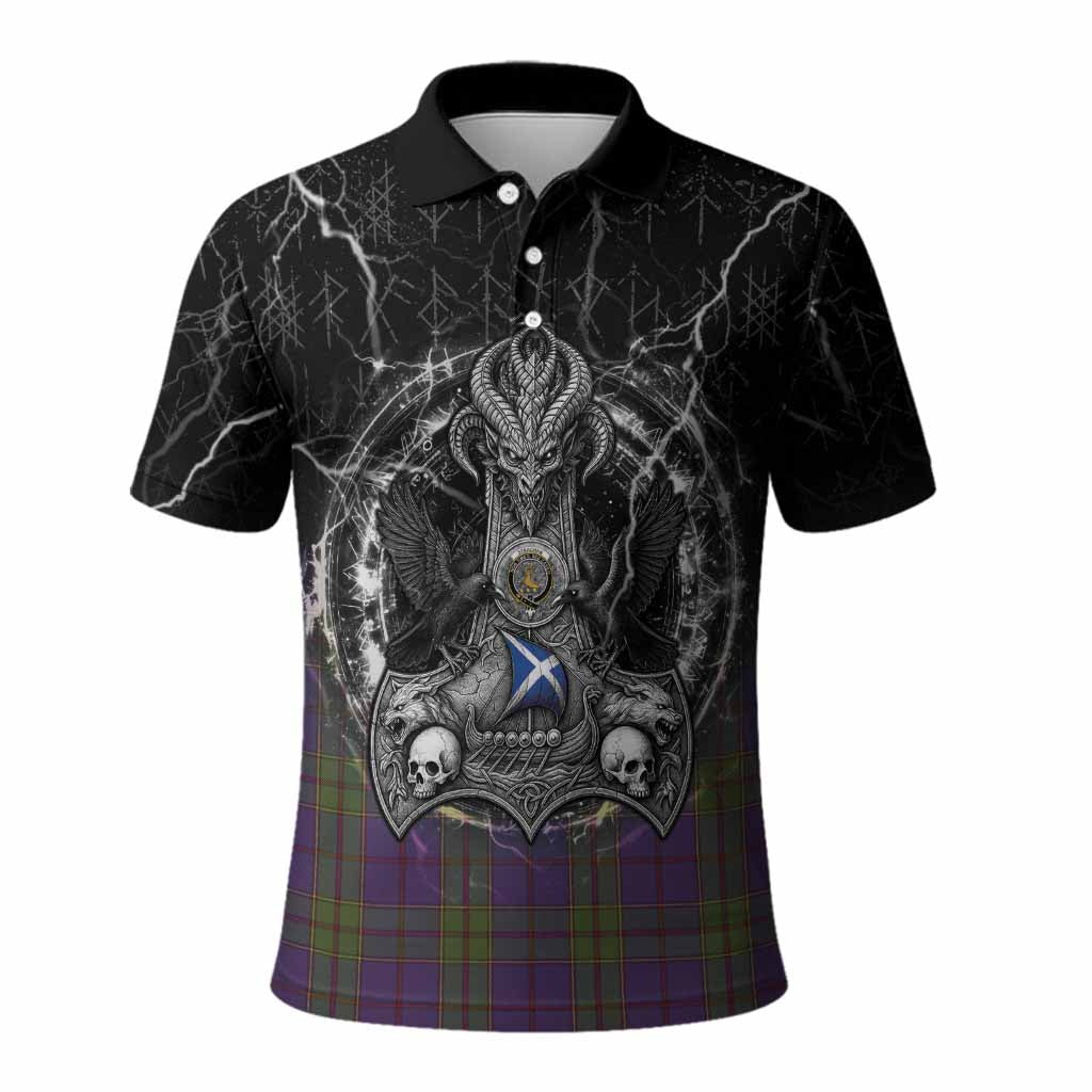 Strachan Tartan Crest Polo Shirt Celtic Odin's Raven Legacy