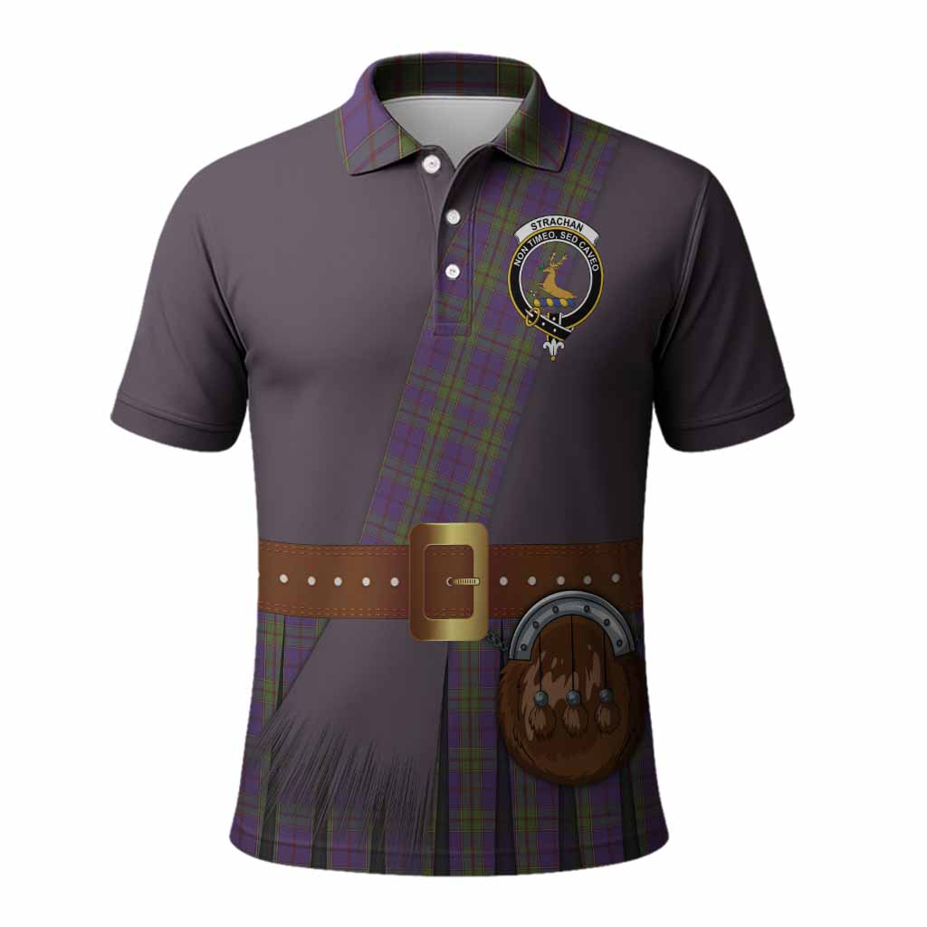 Strachan Tartan Crest Polo Shirt Kilt Costume Style