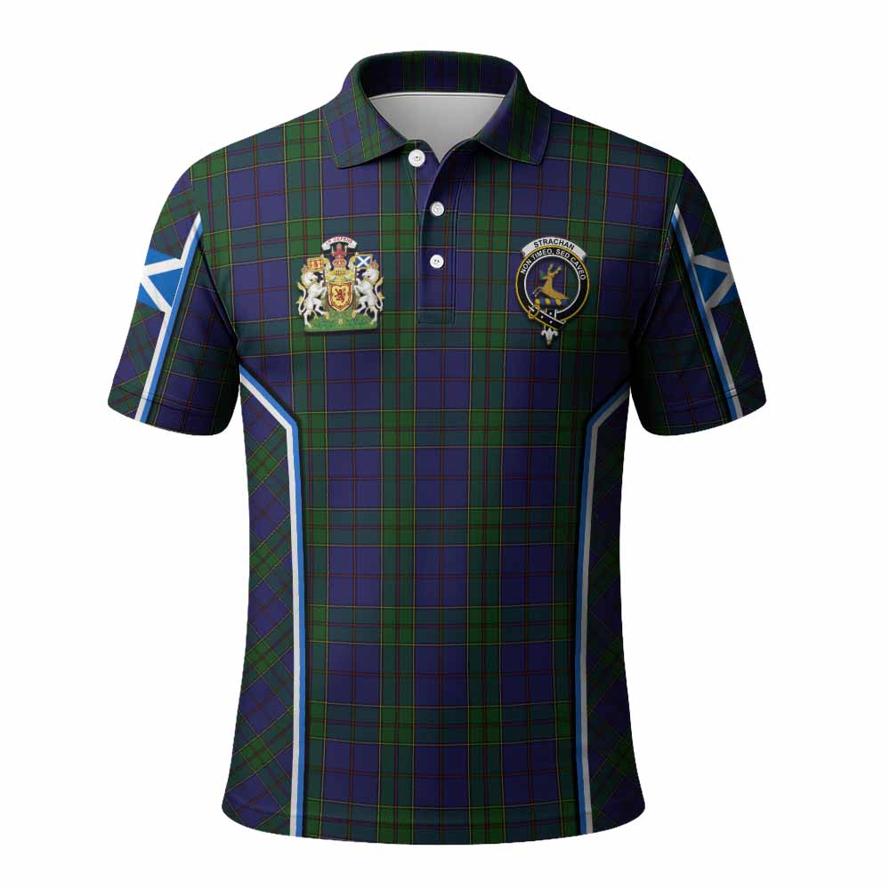 Strachan Tartan Crest Polo Shirt Scotland Coat of Arm Flag Style - Tartan Vibes Clothing