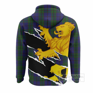 Strachan Tartan Crest Scottish Hoodie Heraldic Golden Lion