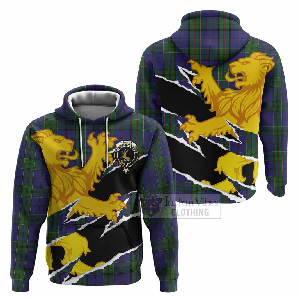 Strachan Tartan Crest Scottish Hoodie Heraldic Golden Lion
