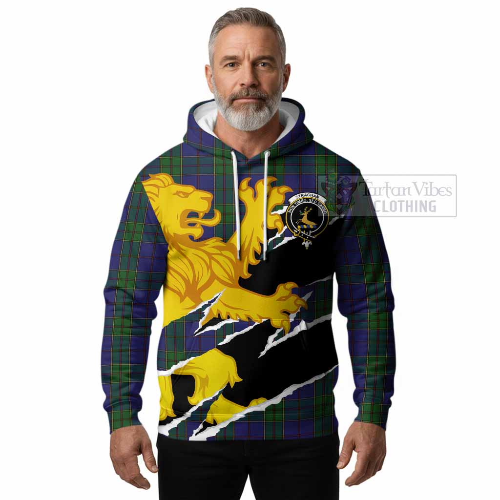Strachan Tartan Crest Scottish Hoodie Heraldic Golden Lion