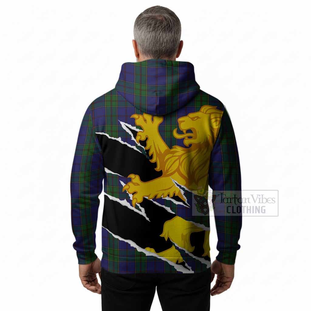 Strachan Tartan Crest Scottish Hoodie Heraldic Golden Lion