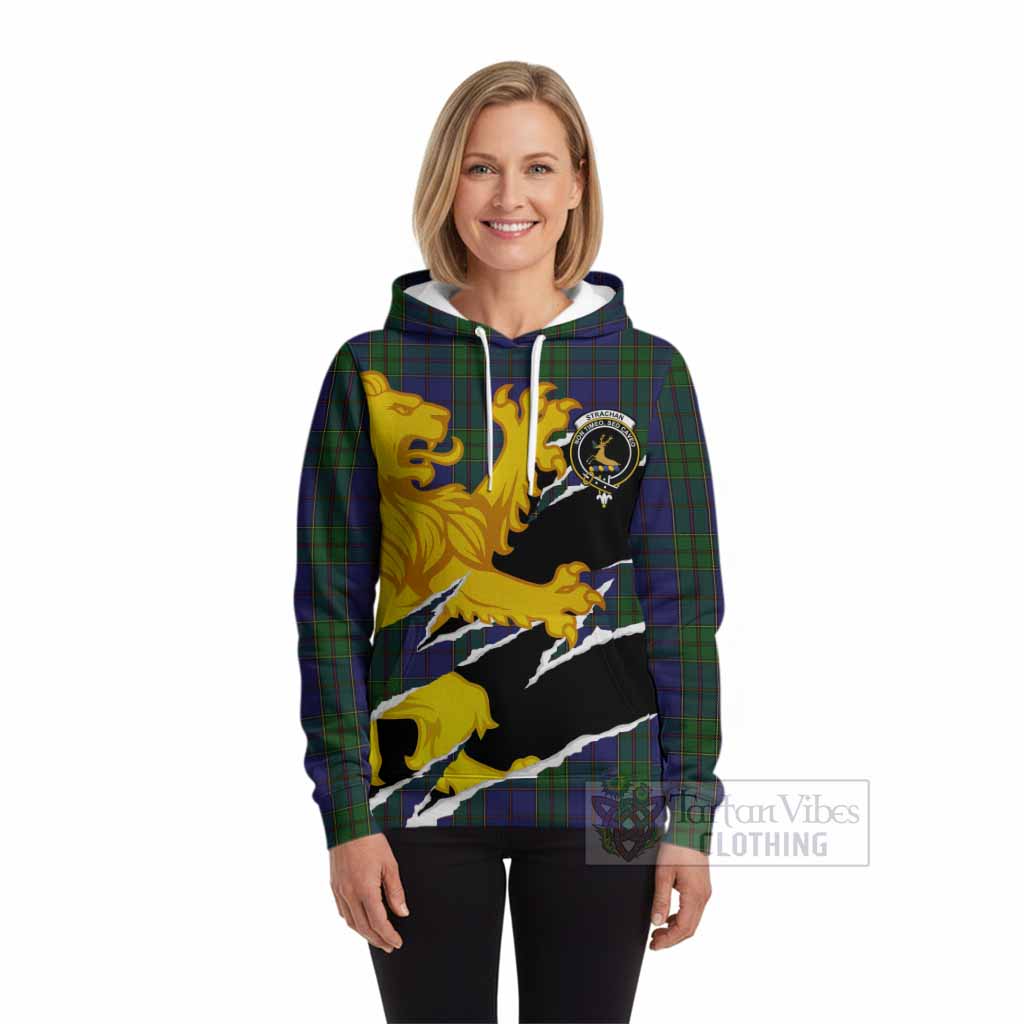 Strachan Tartan Crest Scottish Hoodie Heraldic Golden Lion