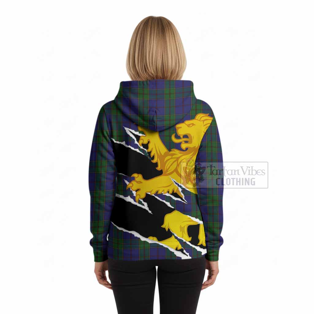 Strachan Tartan Crest Scottish Hoodie Heraldic Golden Lion