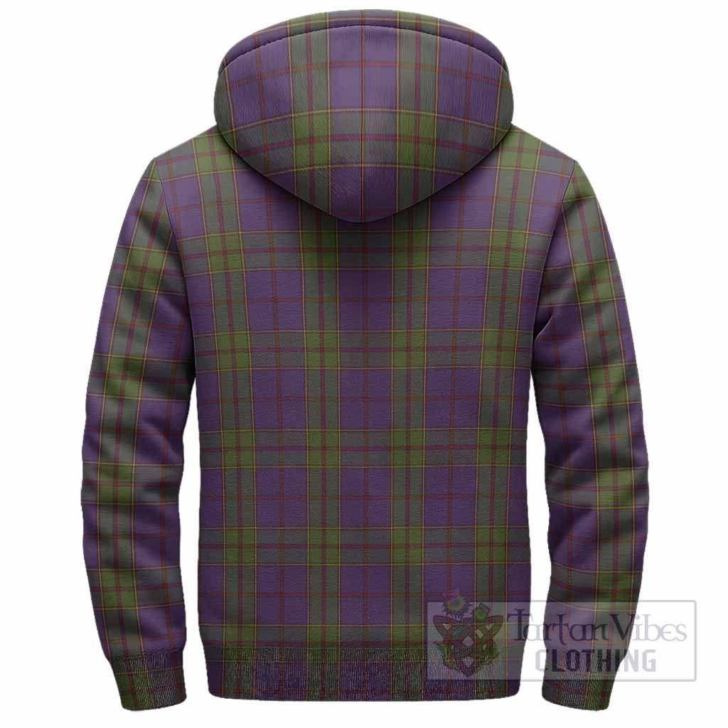 Strachan Tartan Crest Sherpa Hoodie Ferocious Lion Style