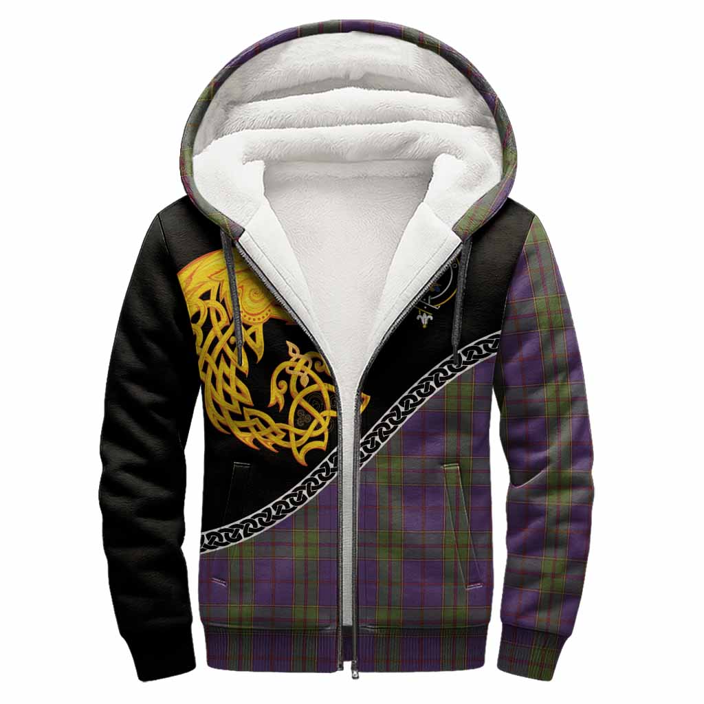 Strachan Tartan Crest Sherpa Hoodie Legendary Dragon Knot Half Style