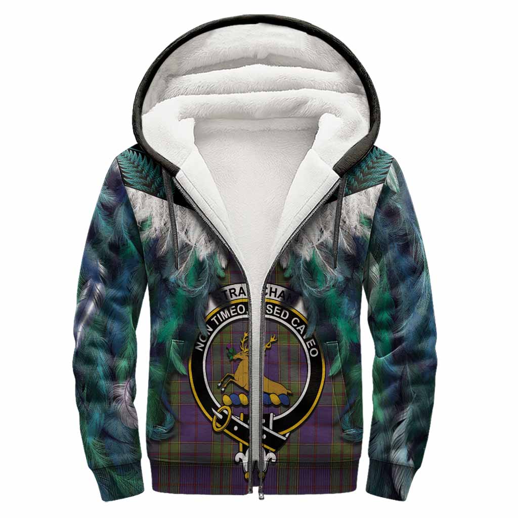 Strachan Tartan Crest Sherpa Hoodie New Zealand Maori Korowai Cloak