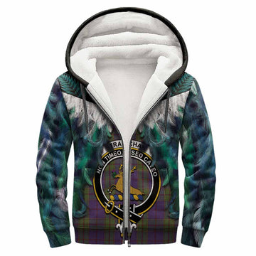 Strachan Tartan Crest Sherpa Hoodie New Zealand Maori Korowai Cloak