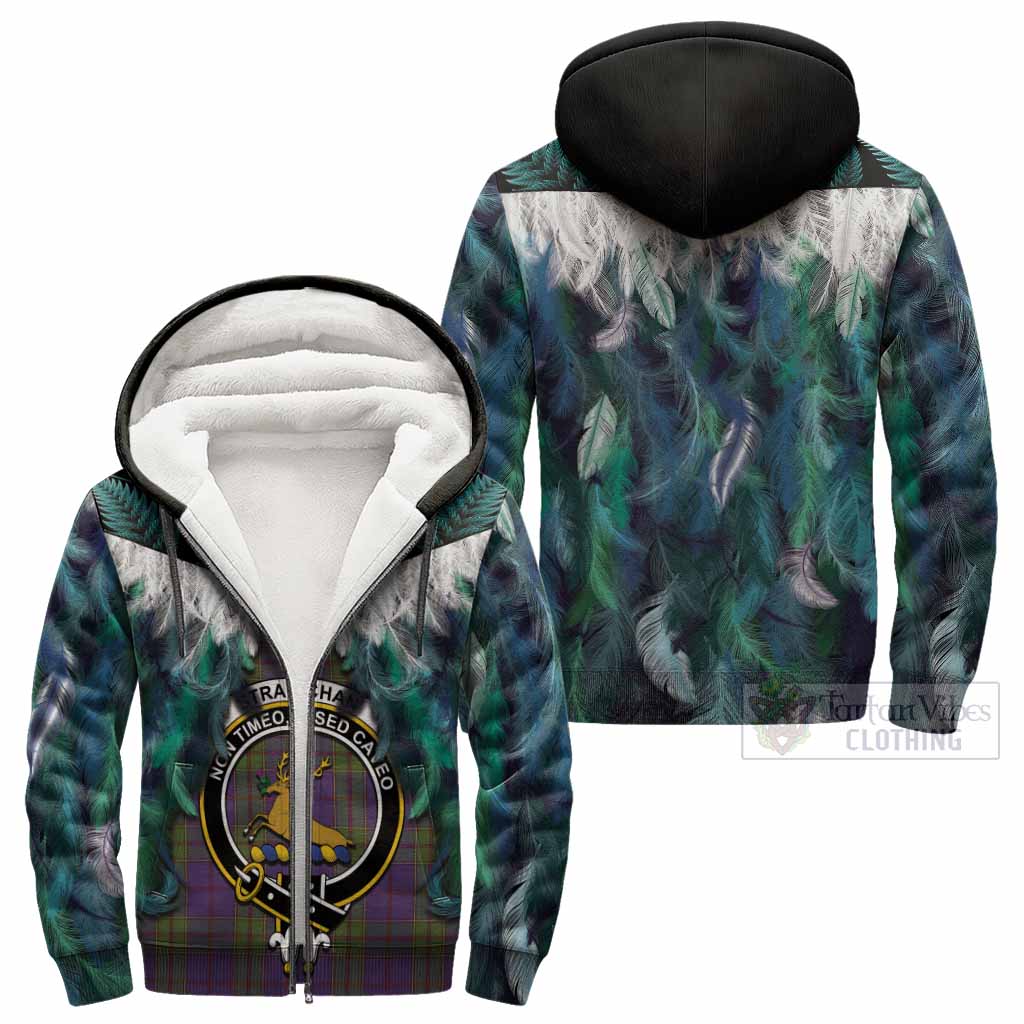 Strachan Tartan Crest Sherpa Hoodie New Zealand Maori Korowai Cloak