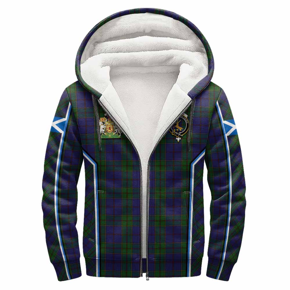 Strachan Tartan Crest Sherpa Hoodie Scotland Coat of Arm Flag Style - Tartan Vibes Clothing
