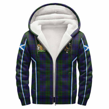 Strachan Tartan Crest Sherpa Hoodie Scotland Coat of Arm Flag Style