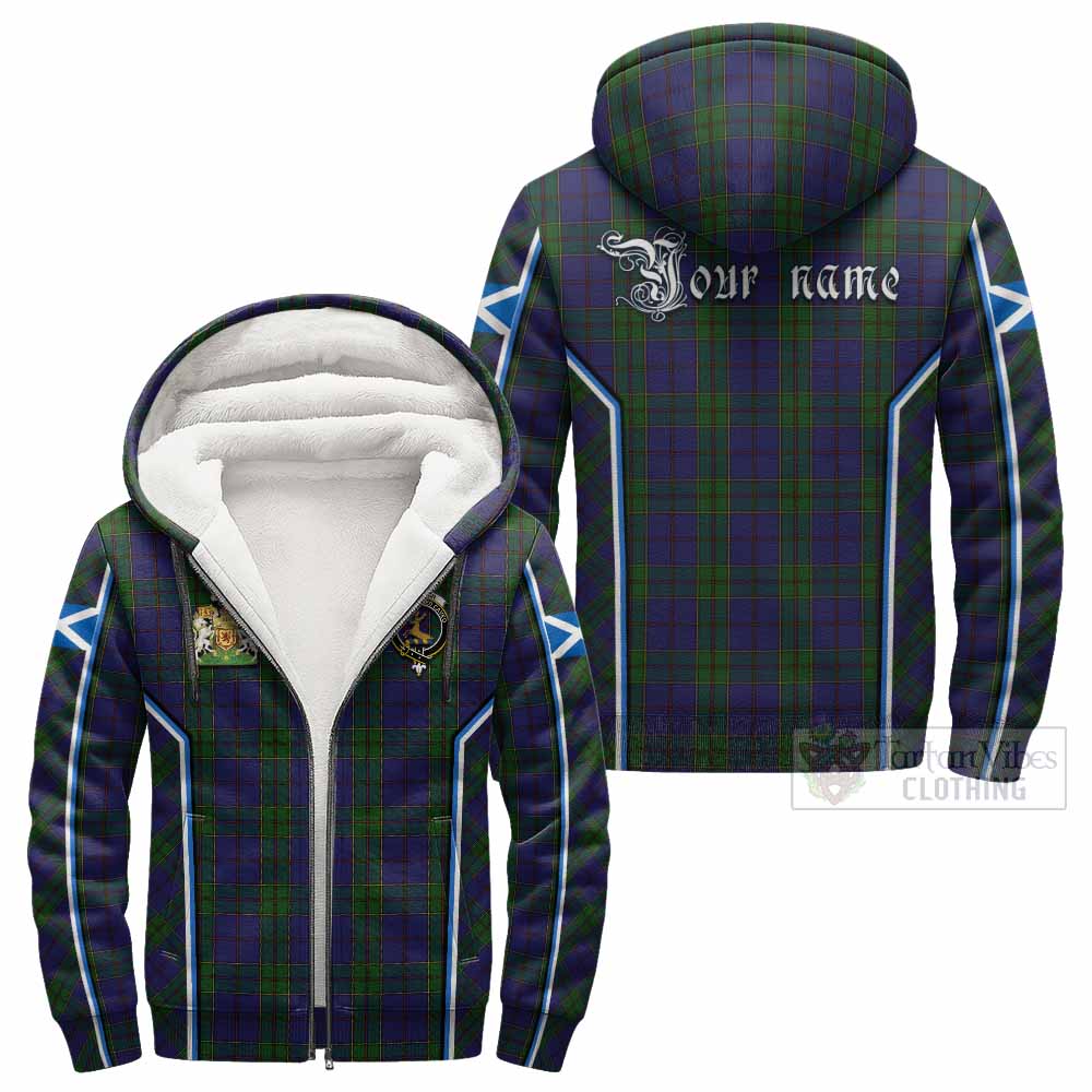 Strachan Tartan Crest Sherpa Hoodie Scotland Coat of Arm Flag Style - Tartan Vibes Clothing