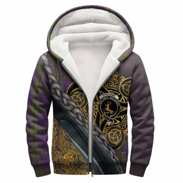 Strachan Tartan Crest Sherpa Hoodie Scottish Triskele Celtic
