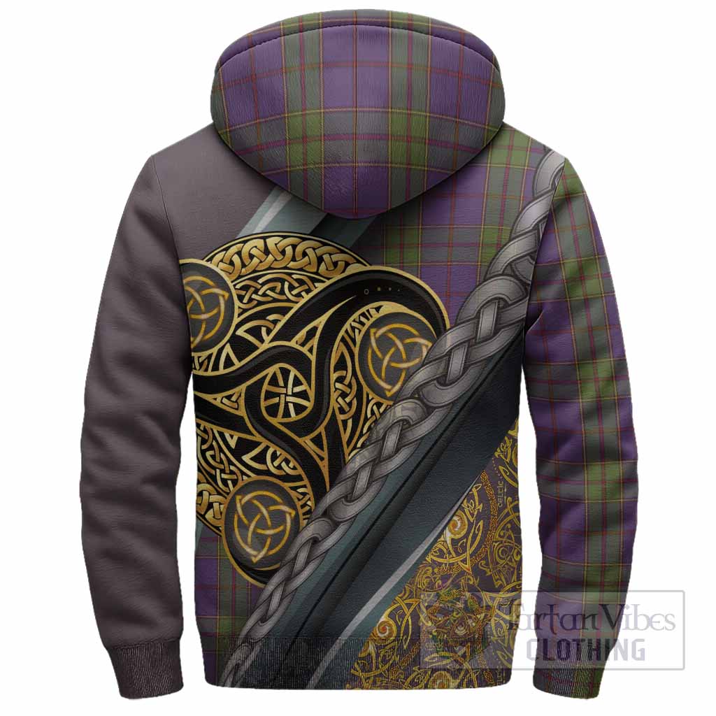 Strachan Tartan Crest Sherpa Hoodie Scottish Triskele Celtic