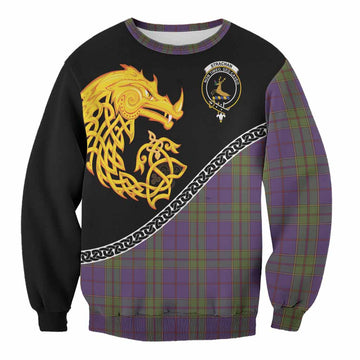 Strachan Tartan Crest Sweatshirt Legendary Dragon Knot Half Style