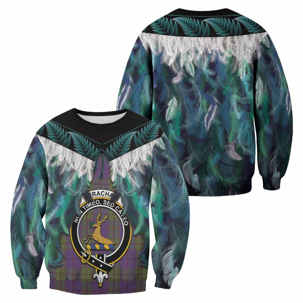 Strachan Tartan Crest Sweatshirt New Zealand Maori Korowai Cloak