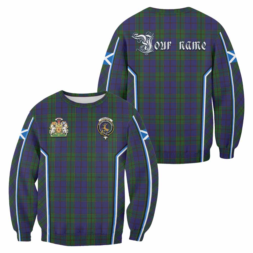 Strachan Tartan Crest Sweatshirt Scotland Coat of Arm Flag Style - Tartan Vibes Clothing