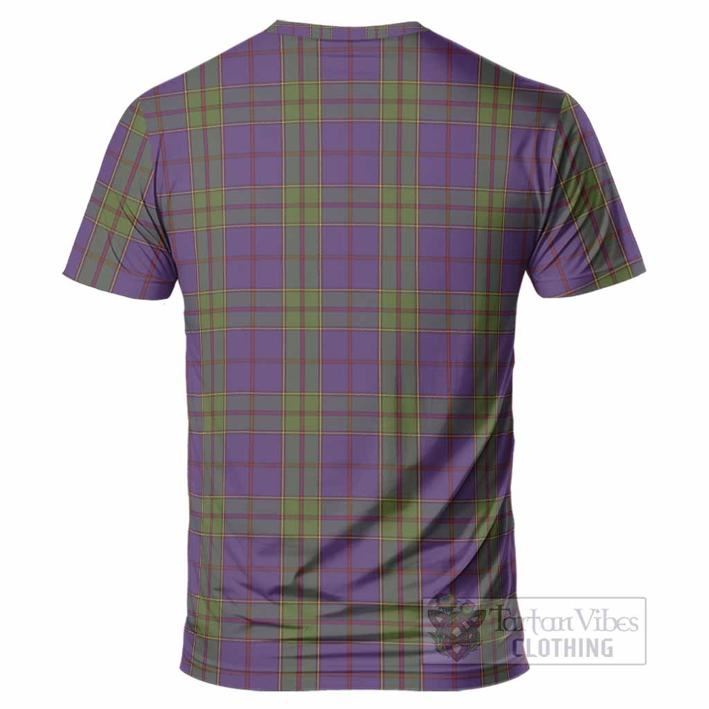Strachan Tartan Crest T-Shirt Ferocious Lion Style