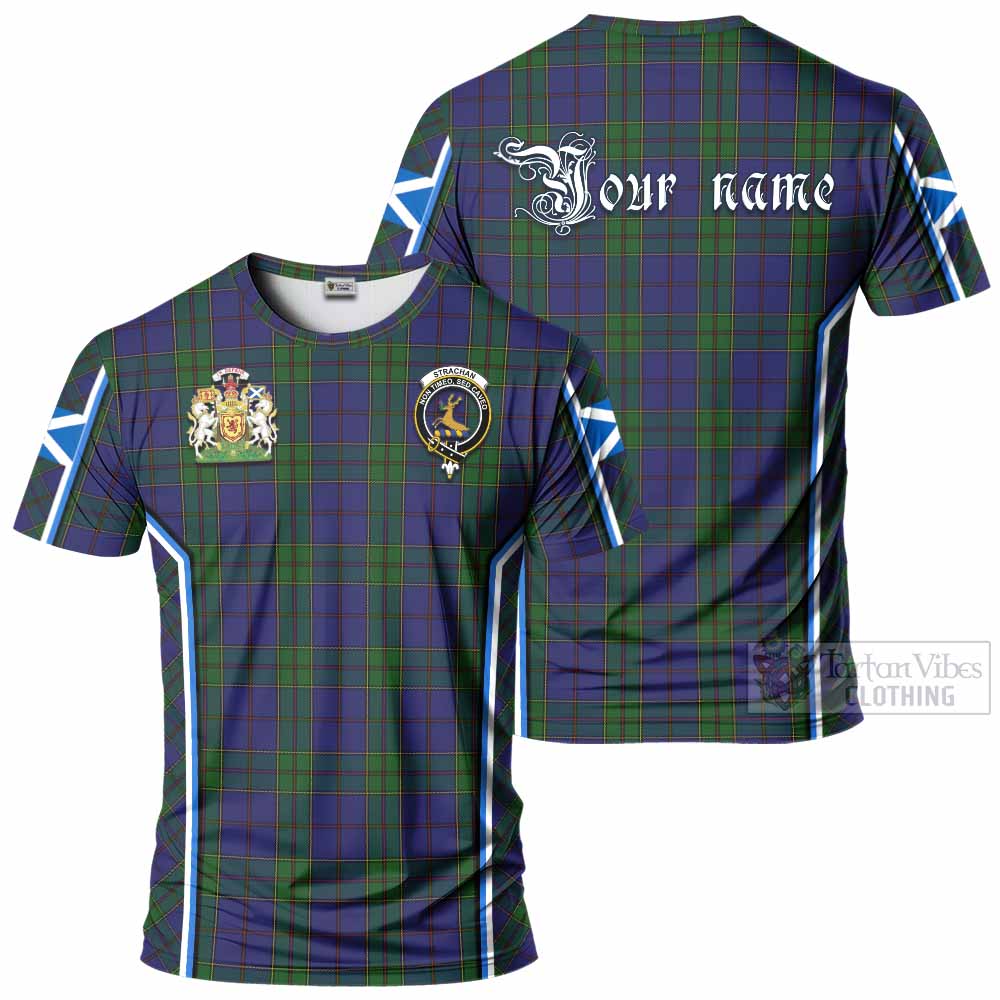 Strachan Tartan Crest T-shirt Scotland Coat of Arm Flag Style - Tartan Vibes Clothing