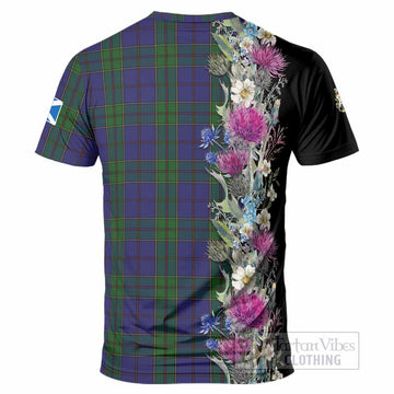 Strachan Tartan Crest Thistle Floral T-Shirt