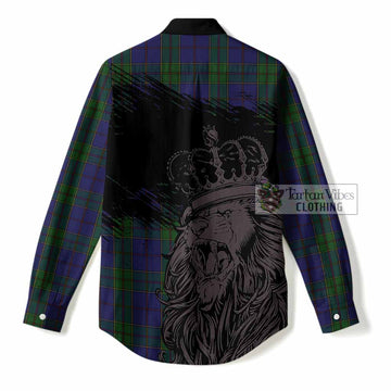 Strachan Tartan Crest Women Casual Shirt Crowned Lion Heritage Style
