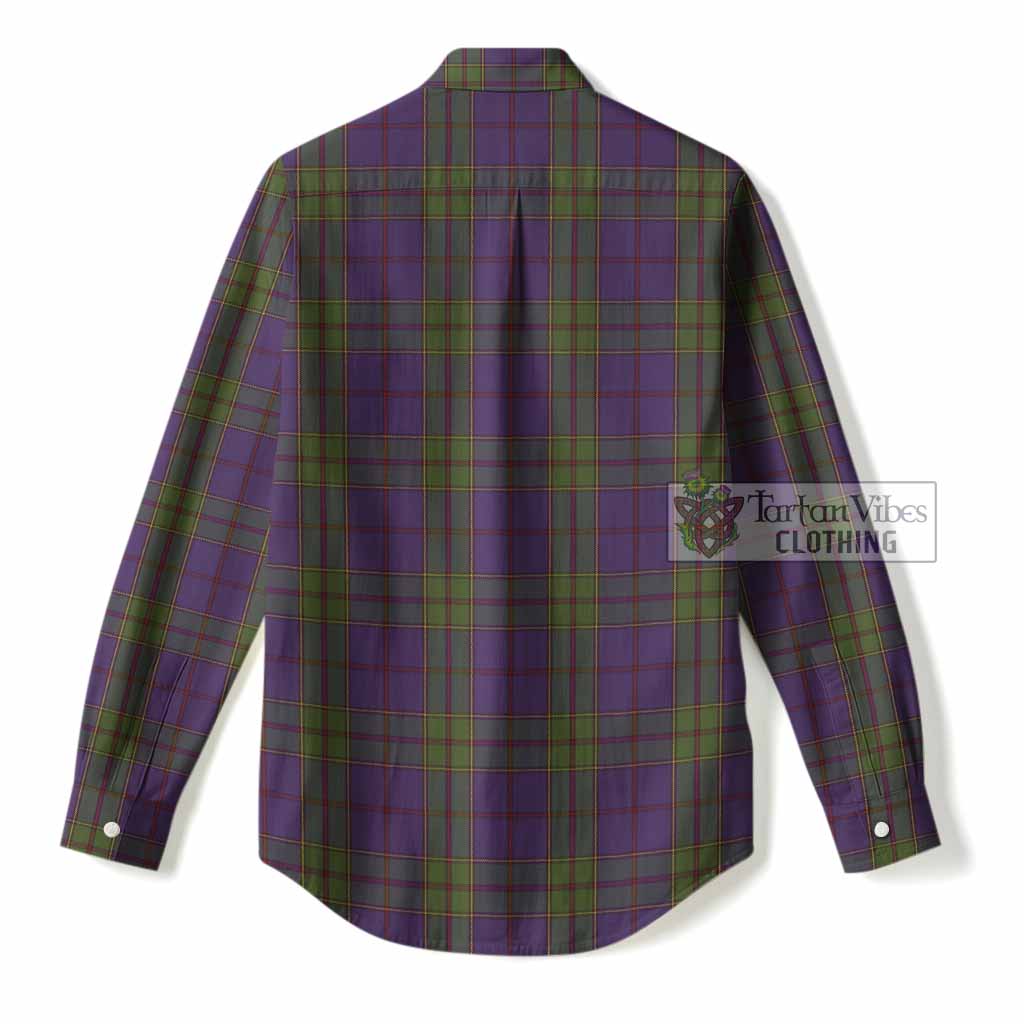 Strachan Tartan Crest Women Casual Shirt Ferocious Lion Style