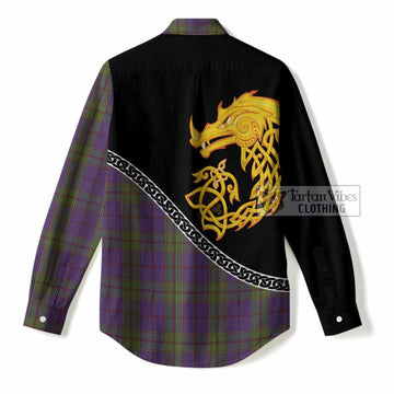 Strachan Tartan Crest Women Casual Shirt Legendary Dragon Knot Half Style