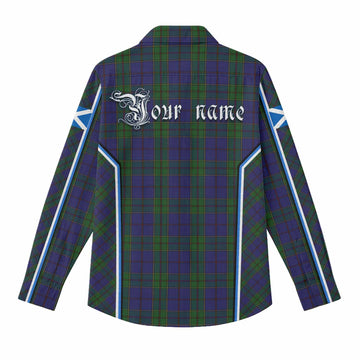 Strachan Tartan Crest Women Casual Shirt Scotland Coat of Arm Flag Style
