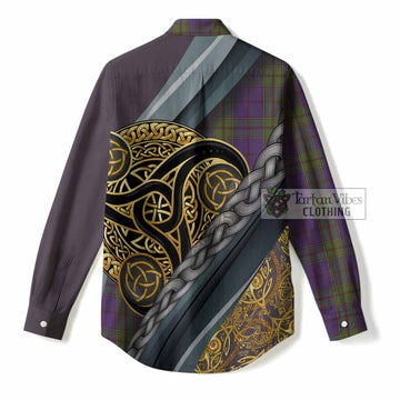 Strachan Tartan Crest Women Casual Shirt Scottish Triskele Celtic