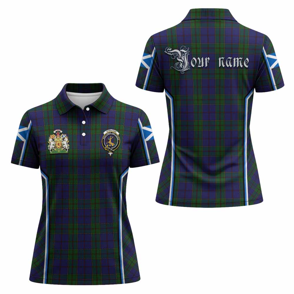 Strachan Tartan Crest Women's Polo Shirt Scotland Coat of Arm Flag Style - Tartan Vibes Clothing