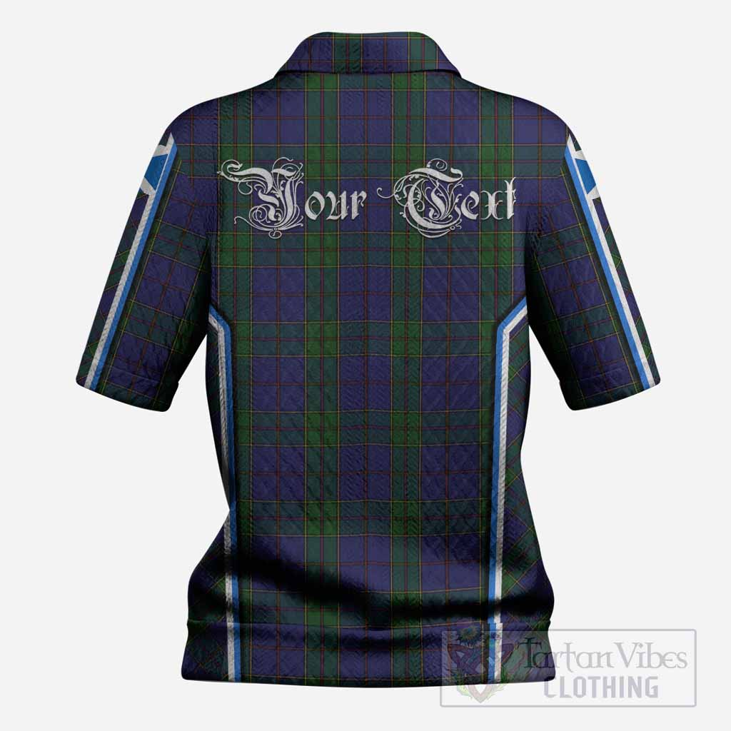 Strachan Tartan Crest Women’s Polo Sweater Top Scotland Coat of Arm Flag Style