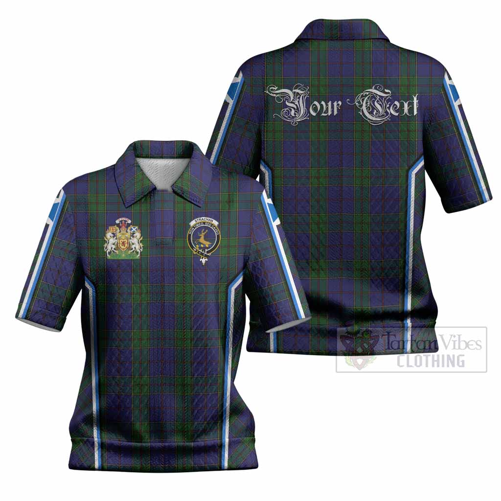 Strachan Tartan Crest Women’s Polo Sweater Top Scotland Coat of Arm Flag Style