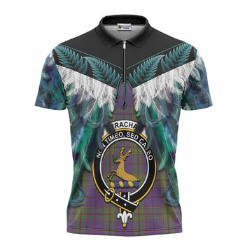 Strachan Tartan Crest Zipper Polo Shirt New Zealand Maori Korowai Cloak