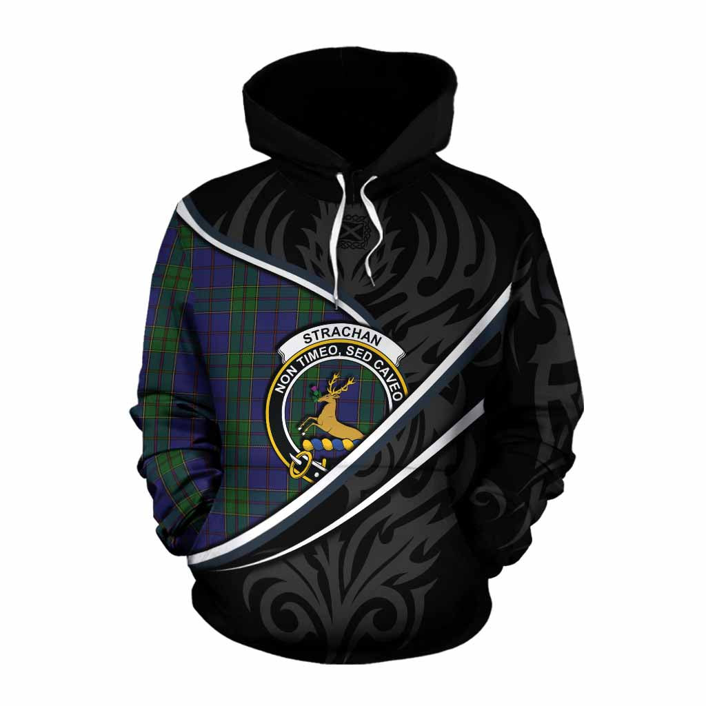 Strachan Tartan Family Crest Cotton Hoodie Celtic Scottish Thistle Floral - Tartan Vibes Clothing