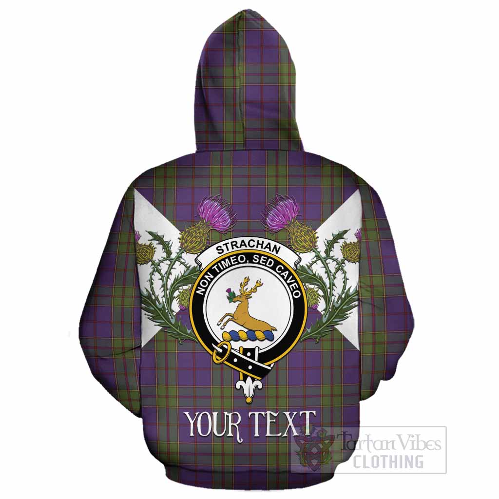 Strachan Tartan Family Crest Cotton Hoodie Scottish Burns Night Thistle Floral