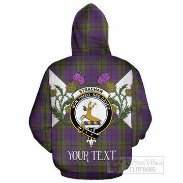 Strachan Tartan Family Crest Cotton Hoodie Scottish Burns Night Thistle Floral
