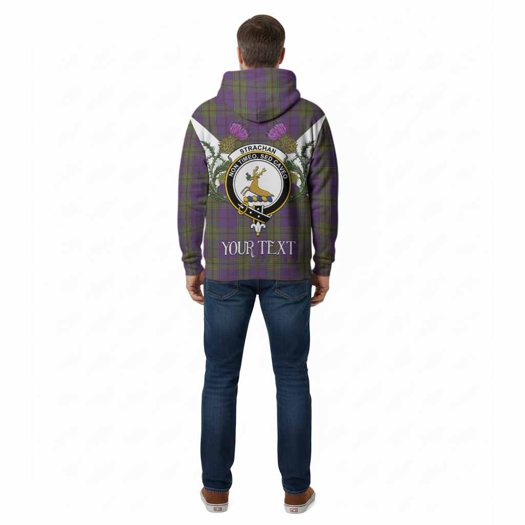 Strachan Tartan Family Crest Cotton Hoodie Scottish Burns Night Thistle Floral