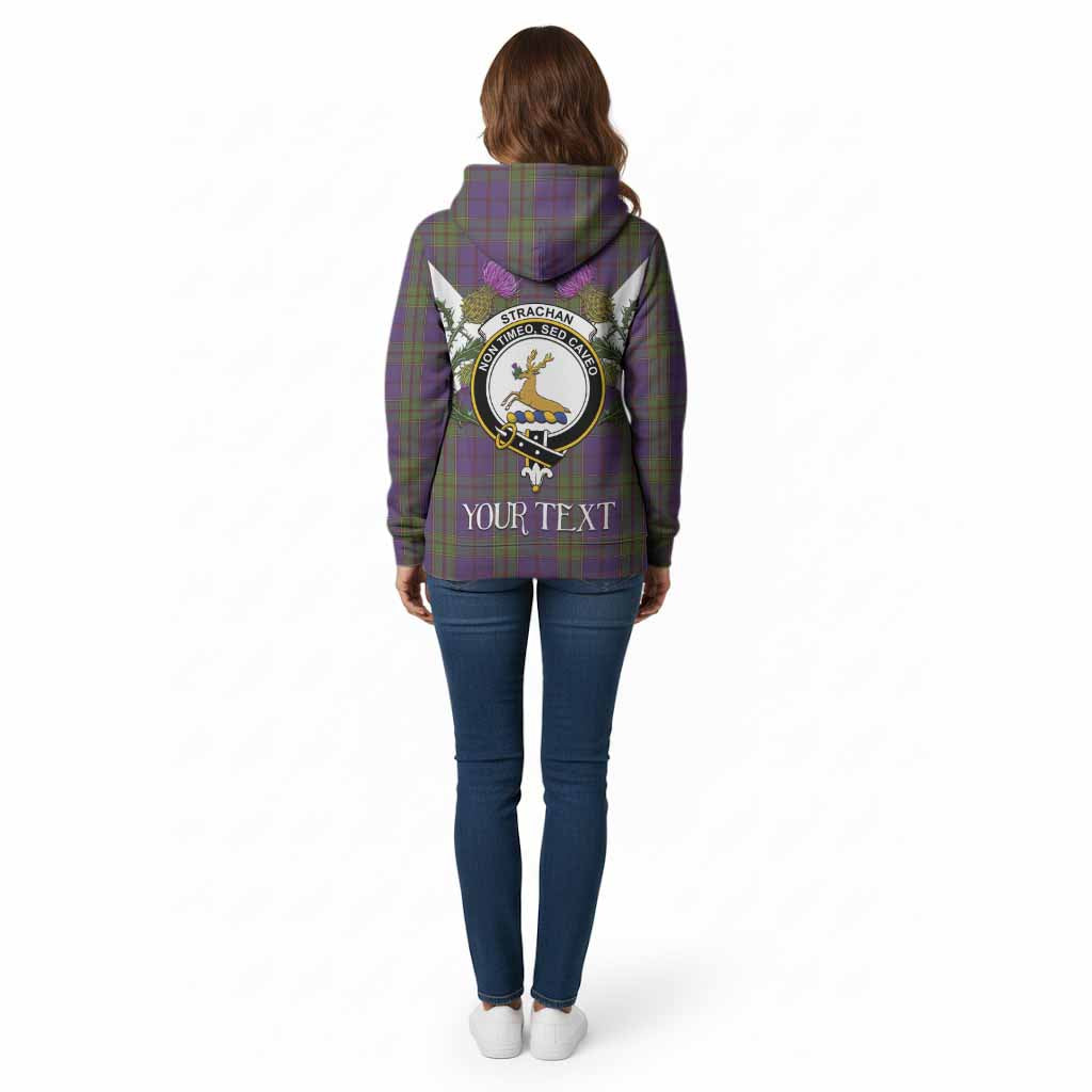 Strachan Tartan Family Crest Cotton Hoodie Scottish Burns Night Thistle Floral
