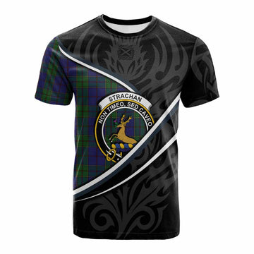 Strachan Tartan Family Crest Cotton T-shirt Celtic Scottish Thistle Floral - Tartan Vibes Clothing