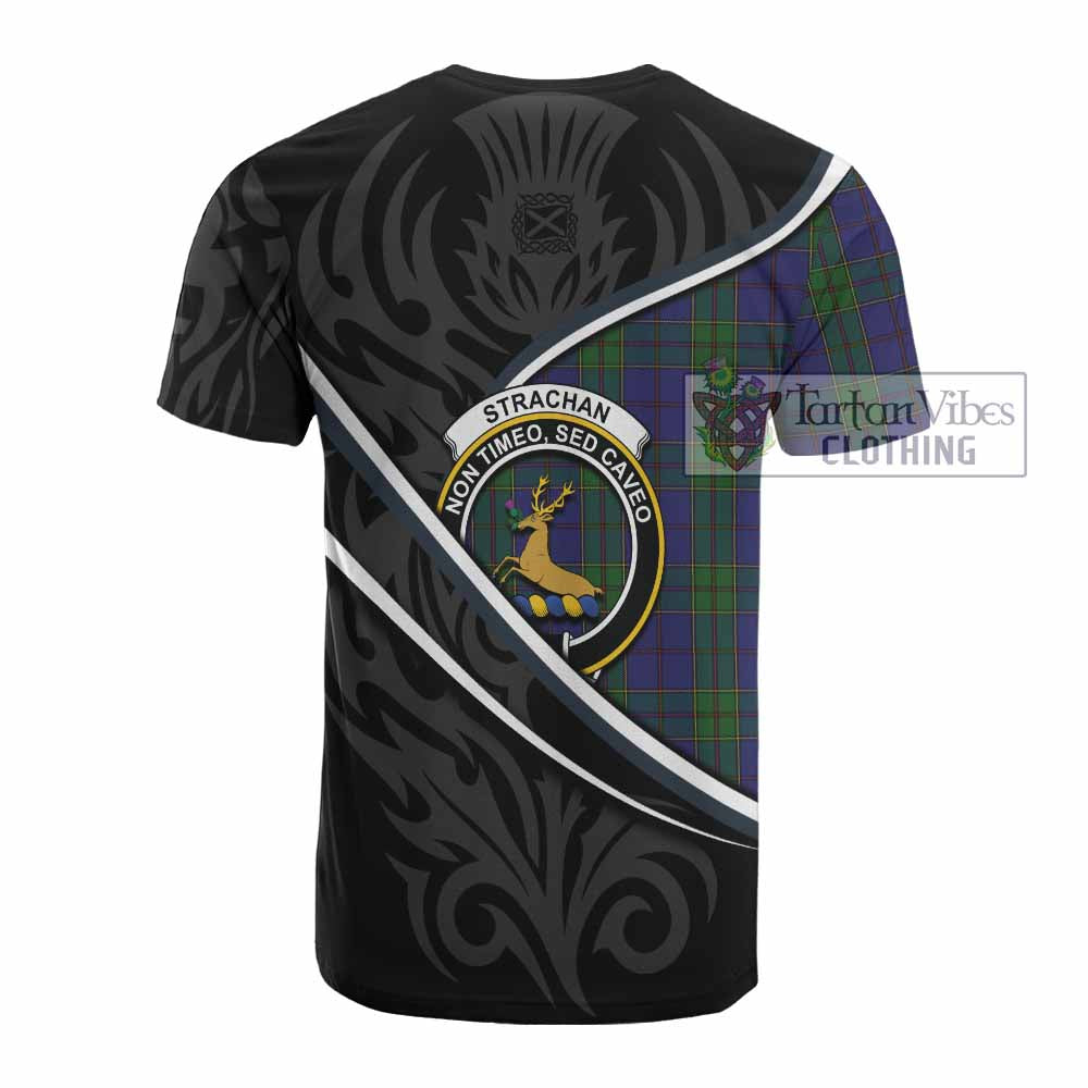Strachan Tartan Family Crest Cotton T-shirt Celtic Scottish Thistle Floral - Tartan Vibes Clothing