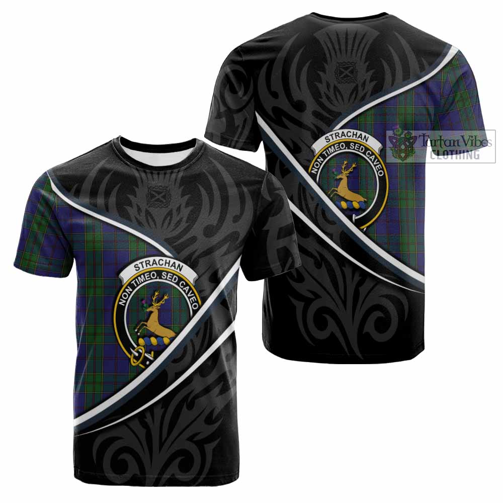 Strachan Tartan Family Crest Cotton T-shirt Celtic Scottish Thistle Floral - Tartan Vibes Clothing