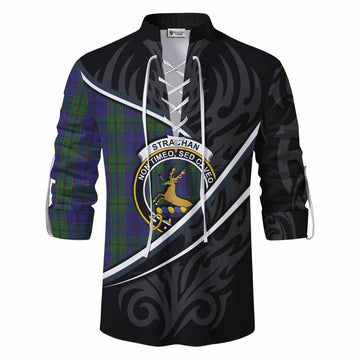 Strachan Tartan Family Crest Ghillie Kilt Shirt Celtic Scottish Thistle Floral