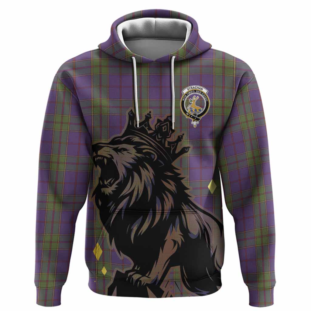 Strachan Tartan Family Crest Hoodie Crowned Lion Roaring
