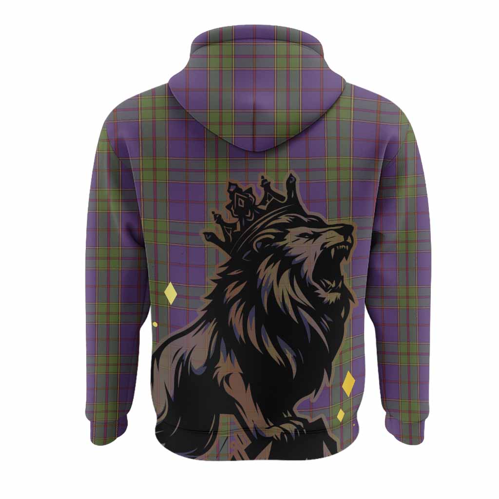 Strachan Tartan Family Crest Hoodie Crowned Lion Roaring