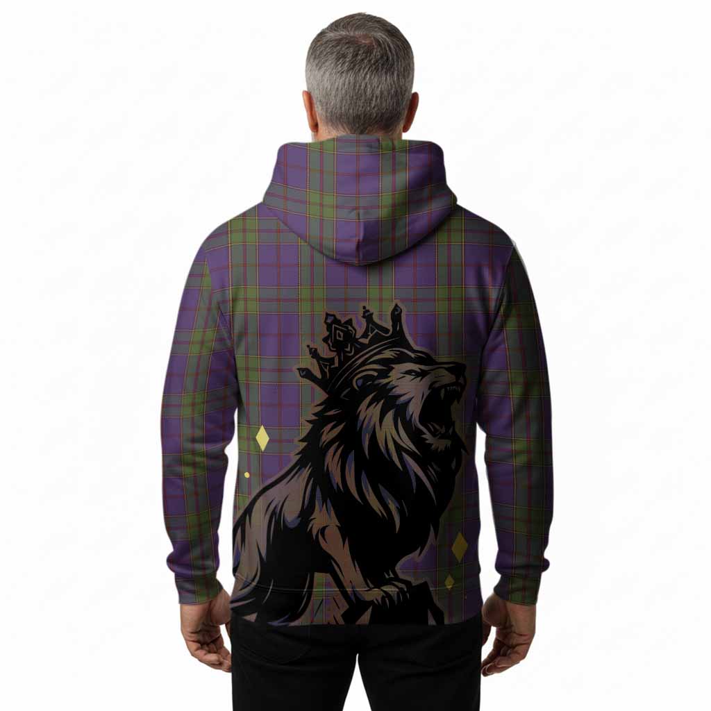 Strachan Tartan Family Crest Hoodie Crowned Lion Roaring