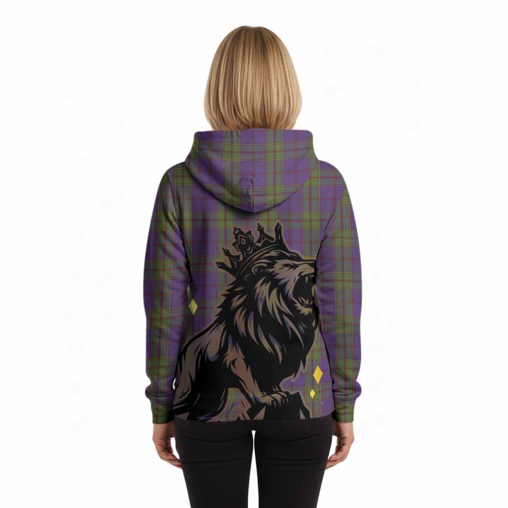 Strachan Tartan Family Crest Hoodie Crowned Lion Roaring